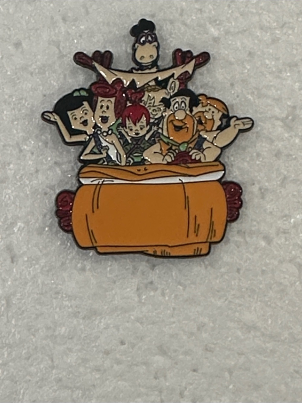 Flintstones Family in Car Enamel Pin - Orange